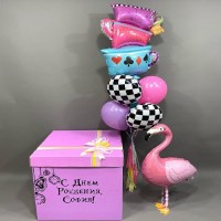 Коробка с воздушными шарами "Фламинго"